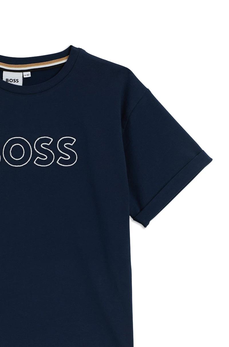 Kids' stretch-cotton T-shirt with embroidered logo