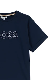 Kids' stretch-cotton T-shirt with embroidered logo