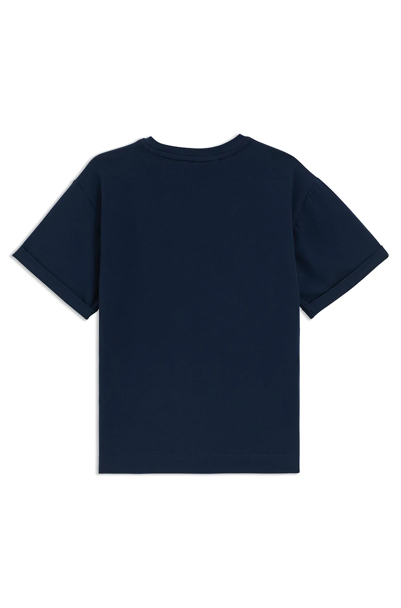 Kids' stretch-cotton T-shirt with embroidered logo