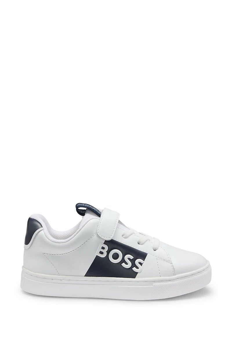 Kids' trainers leather with logo print