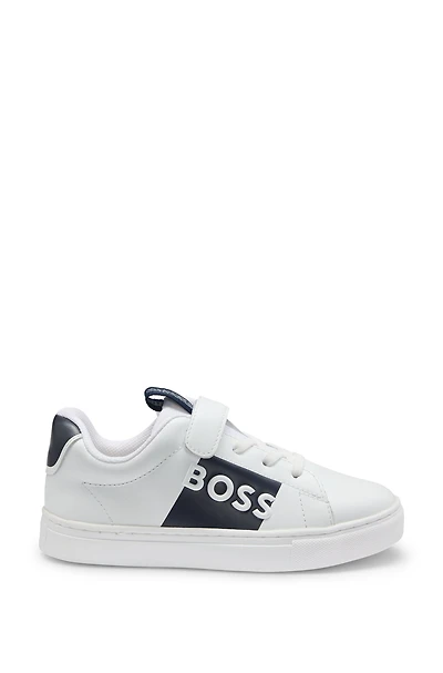 Kids' trainers leather with logo print