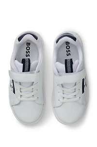 Kids' trainers leather with logo print