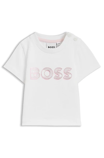 Baby shiny-logo T-shirt stretch cotton