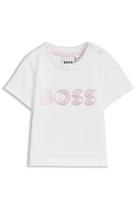 Baby shiny-logo T-shirt stretch cotton