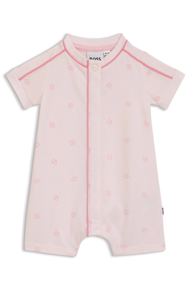 Baby playsuit stretch cotton with Double B monograms