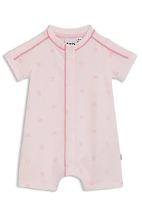 Baby playsuit stretch cotton with Double B monograms