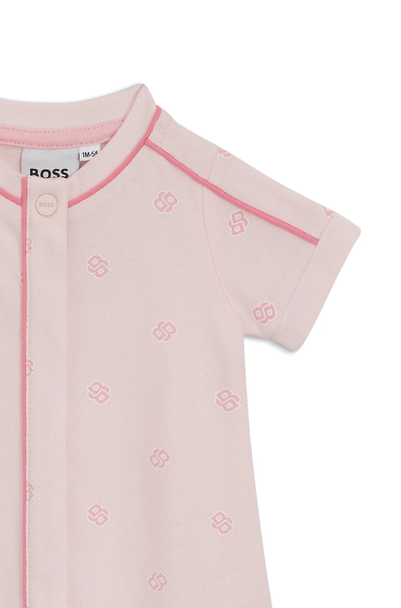 Baby playsuit stretch cotton with Double B monograms