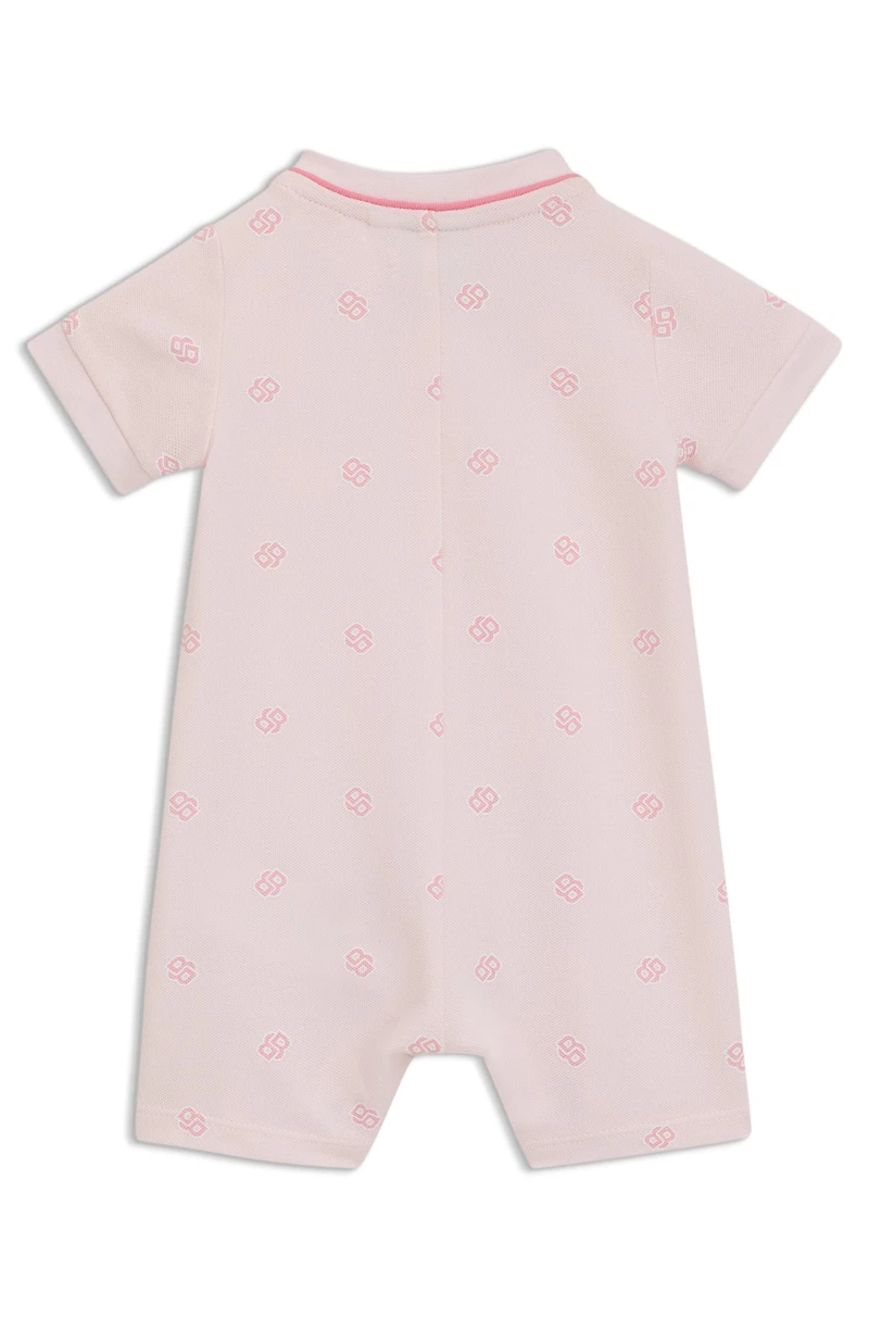 Baby playsuit stretch cotton with Double B monograms