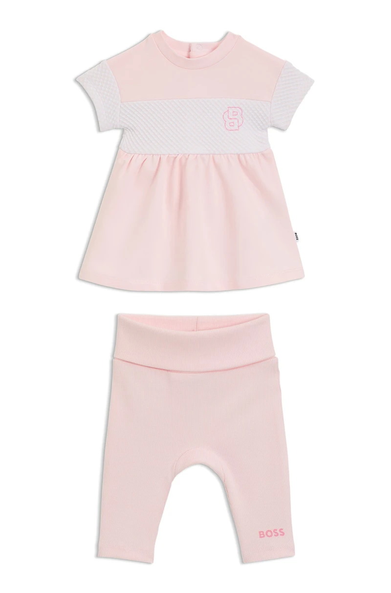 Gift-boxed dress and leggings set for babies