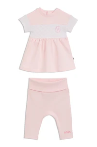 Gift-boxed dress and leggings set for babies