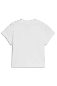 Stretch-cotton T-shirt with printed logo artwork