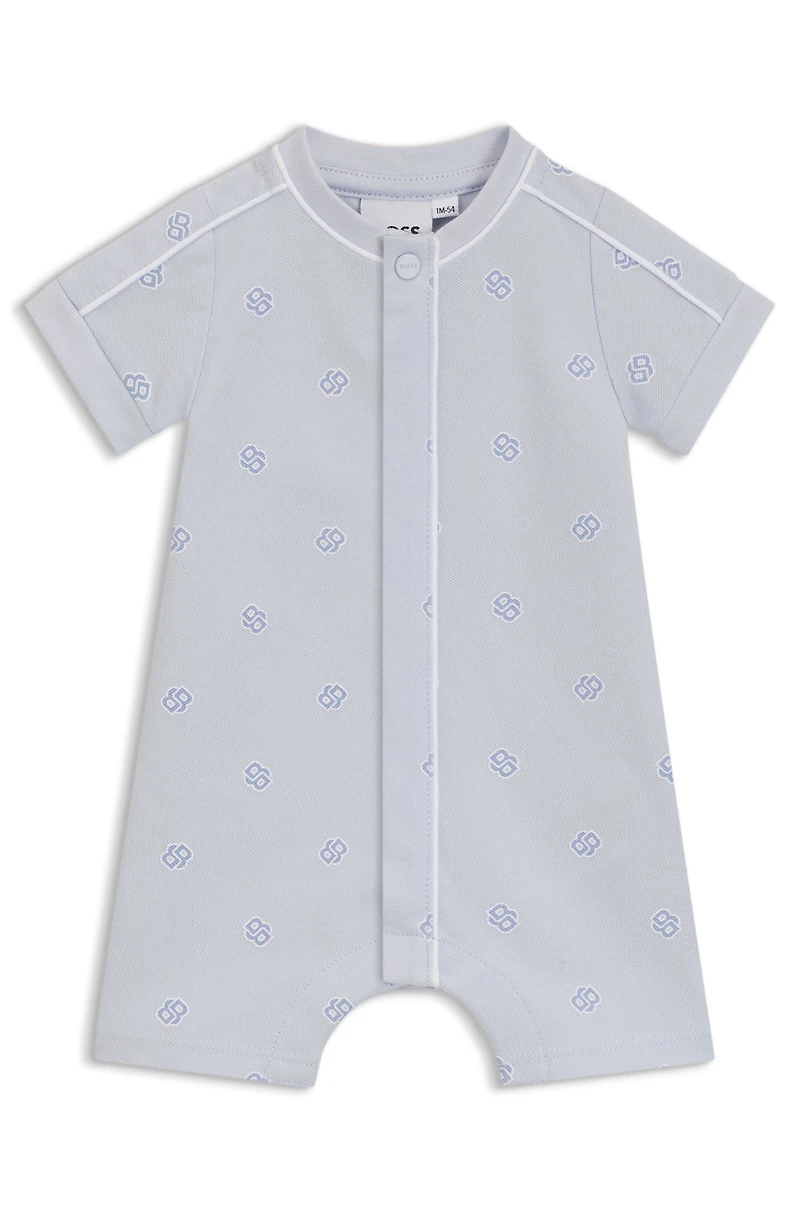 Baby playsuit stretch cotton with Double B monograms