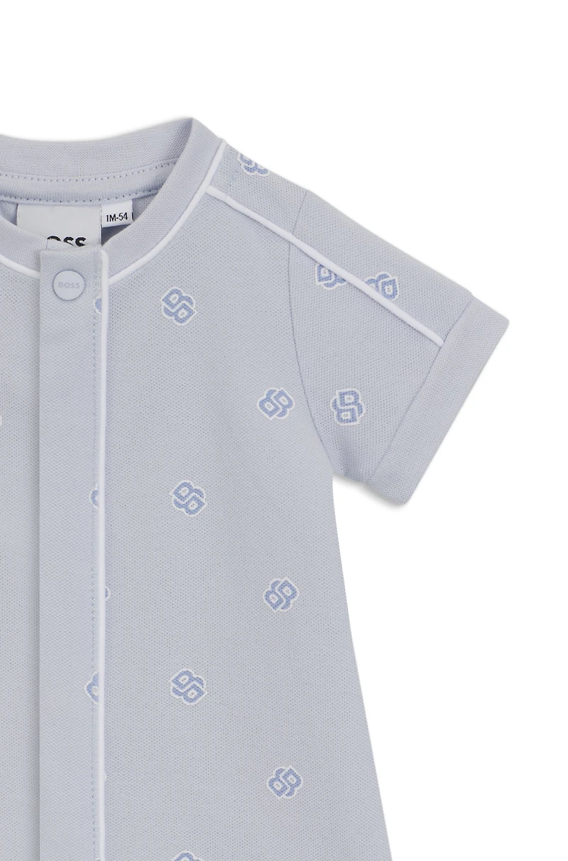 Baby playsuit stretch cotton with Double B monograms