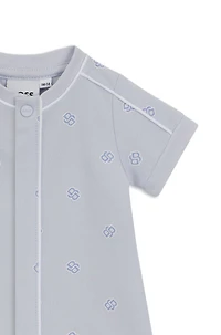 Baby playsuit stretch cotton with Double B monograms