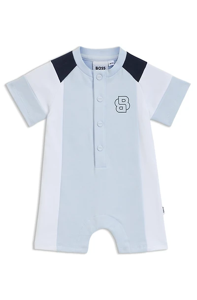 Baby playsuit color-blocked French terry