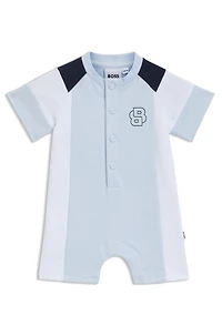 Baby playsuit color-blocked French terry