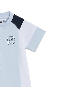 Baby playsuit color-blocked French terry