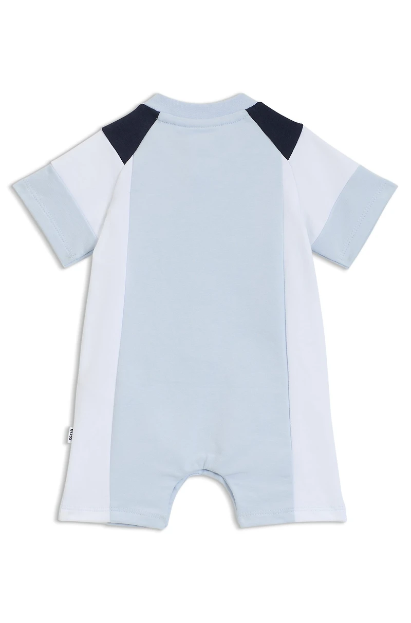 Baby playsuit color-blocked French terry