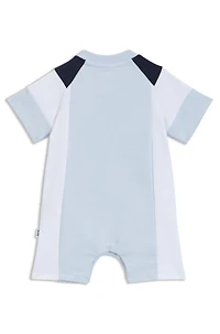 Baby playsuit color-blocked French terry