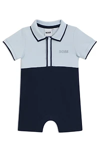 Baby playsuit stretch cotton with polo collar