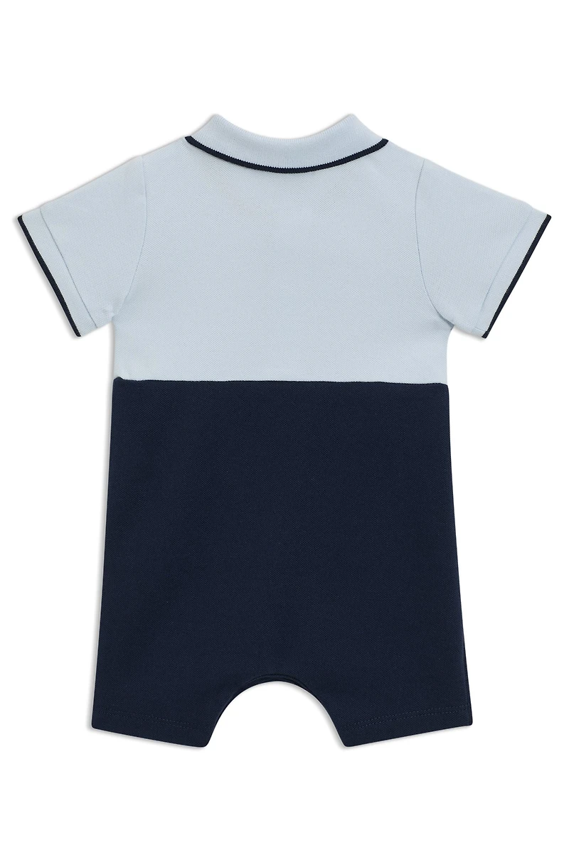 Baby playsuit stretch cotton with polo collar