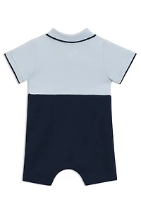 Baby playsuit stretch cotton with polo collar