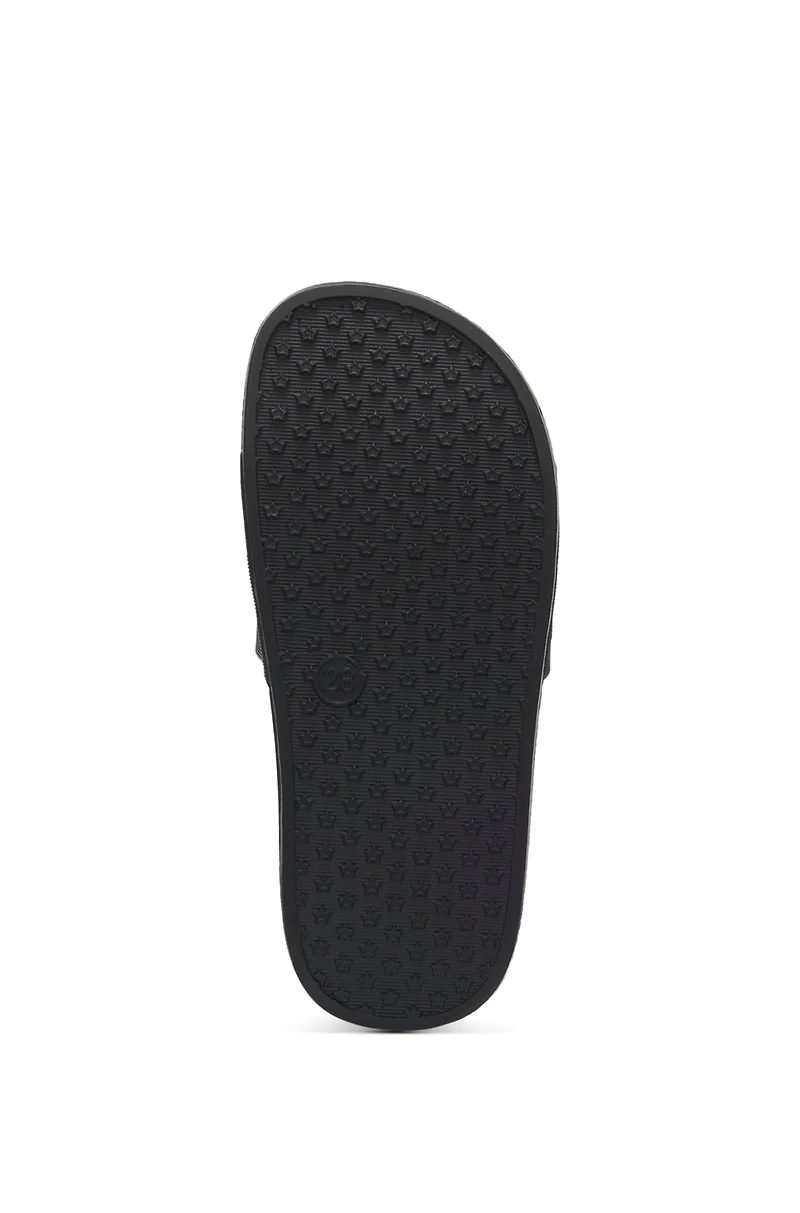 Kids' slides with signature-stripe logo