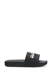 Kids' slides with signature-stripe logo