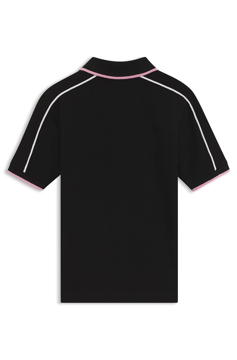 Kids' polo shirt cotton piqué with contrast details