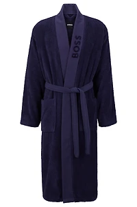 Logo-lapel dressing gown long-fiber cotton