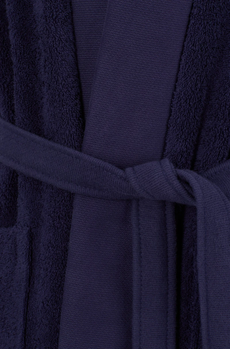 Logo-lapel dressing gown long-fiber cotton