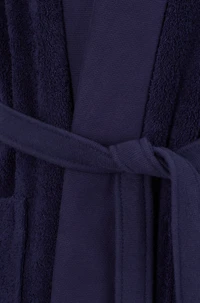 Logo-lapel dressing gown long-fiber cotton