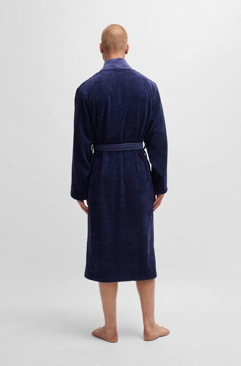 Logo-lapel dressing gown long-fiber cotton