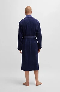 Logo-lapel dressing gown long-fiber cotton