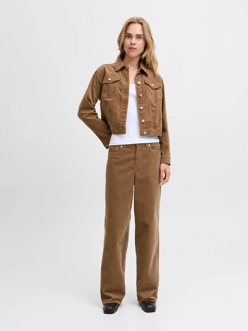 High-Rise Wide Leg Fit Corduroy Pants | Jack & Jones®