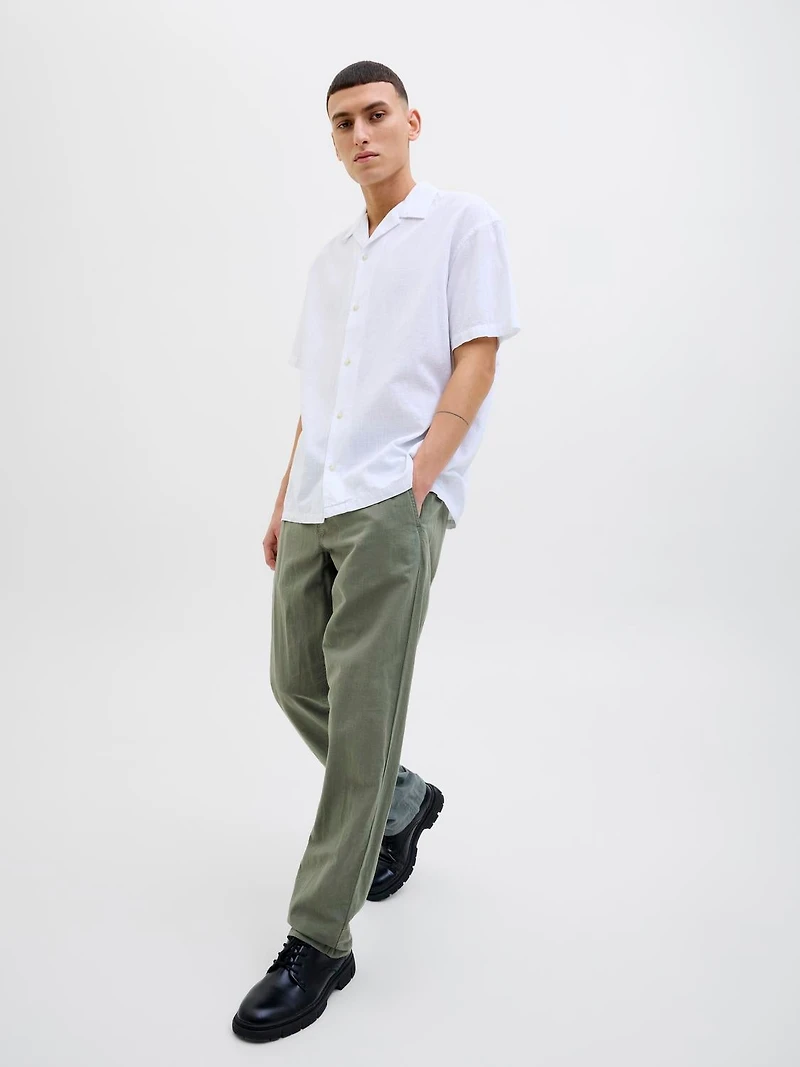 Pantalon mélange en lin à coupe décontractée | Jack & Jones