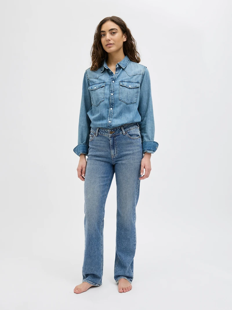 Jean à taille mi-haute et jambe droite ajustée NICE | Jack & Jones®