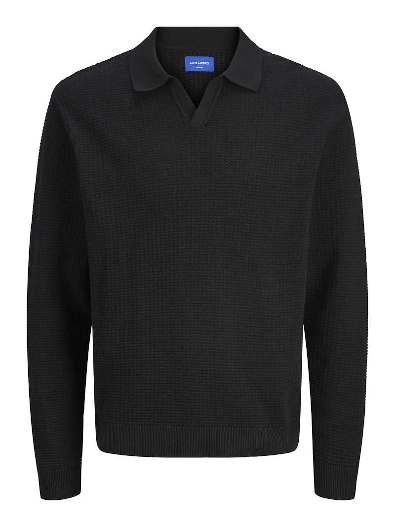 Polo en maille Coupe décontractée Col fendu Poignets côtelés | Jack & Jones