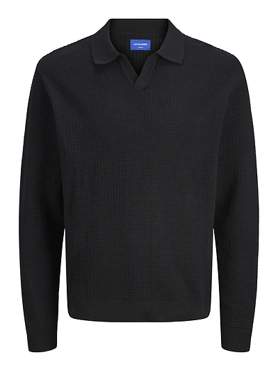 Polo en maille Coupe décontractée Col fendu Poignets côtelés | Jack & Jones