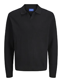 Polo en maille Coupe décontractée Col fendu Poignets côtelés | Jack & Jones