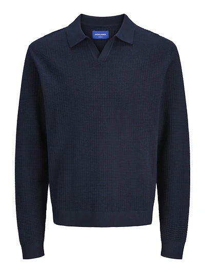 Relaxed Fit Split neck Ribbed cuffs Knitted Polo-Shirt | Jack & Jones