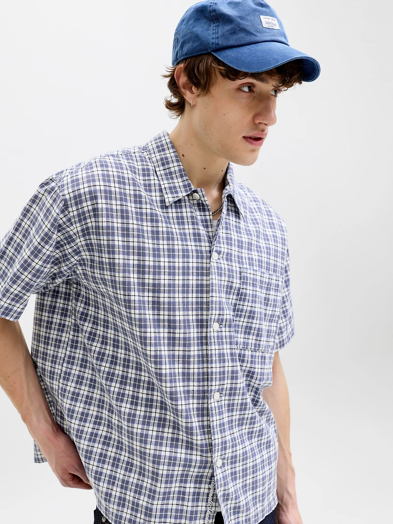 Chemise à manches courtes en lin Coupe ample | Jack & Jones