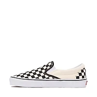 Chaussure de skate sans lacets Vans à motif en damier - Noire / Blanche