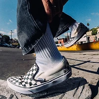 Vans Slip-On Checkerboard Skate Shoe - Black / White
