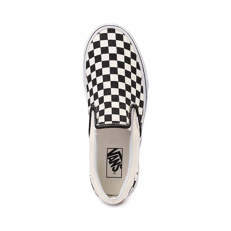 Chaussure de skate sans lacets Vans à motif en damier - Noire / Blanche