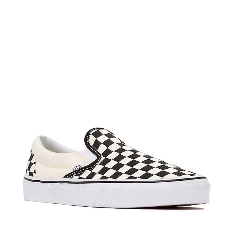 Chaussure de skate sans lacets Vans à motif en damier - Noire / Blanche
