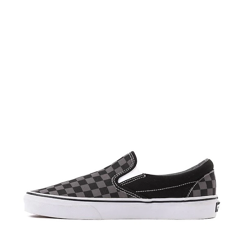 Chaussure de skate sans lacets Vans à motif en damier - Grise / Noire