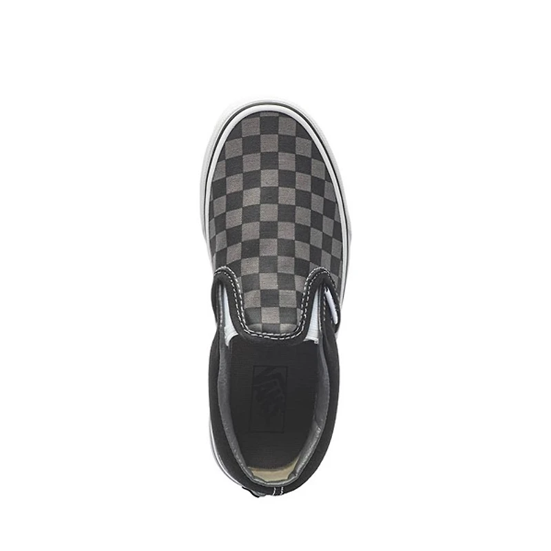 Chaussure de skate sans lacets à motif en damier Vans - Enfants / Junior Noire Grise