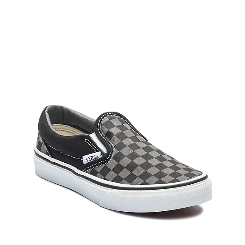 Chaussure de skate sans lacets à motif en damier Vans - Enfants / Junior Noire Grise