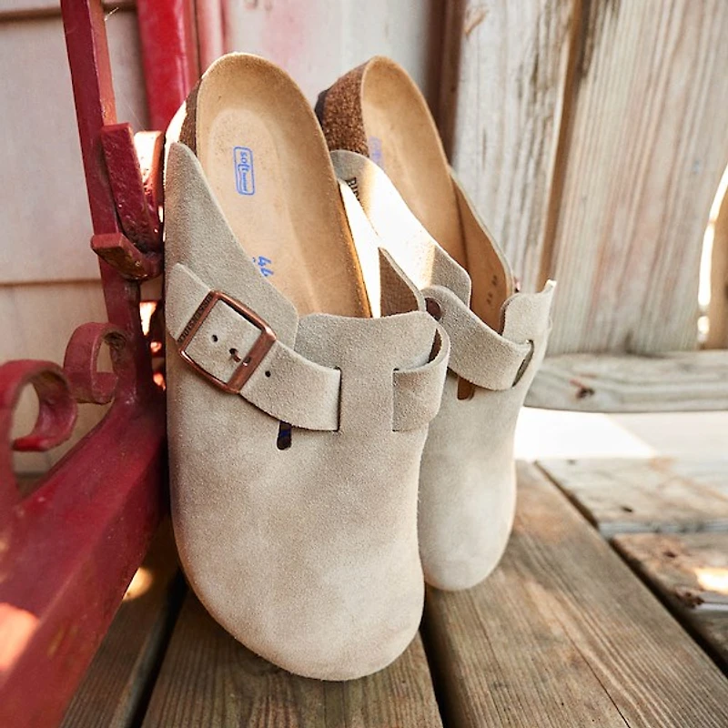 Mens Birkenstock Boston Soft Footbed Clog - Taupe